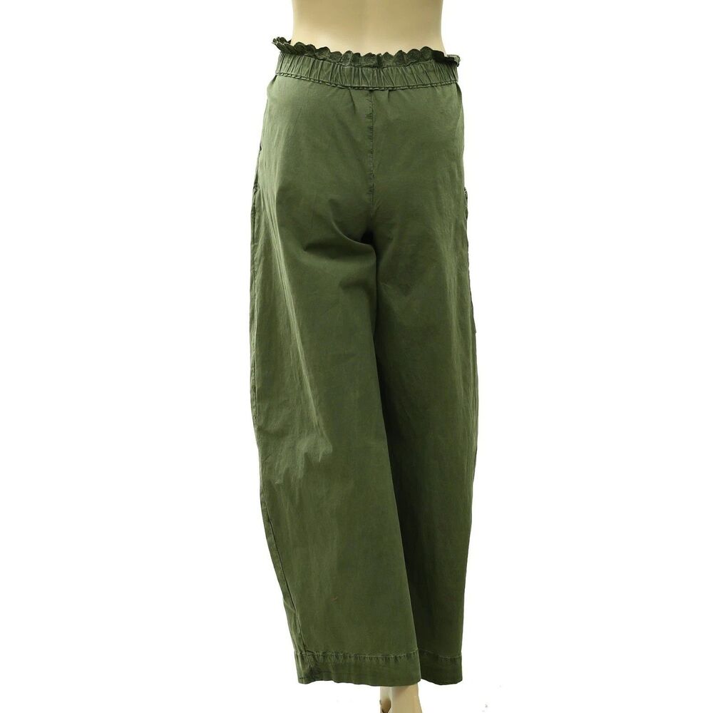 By Anthropologie Vintage Foldover Pants Barrel-Leg Pull-On Embroidered S 289185 - Picture 7 of 10